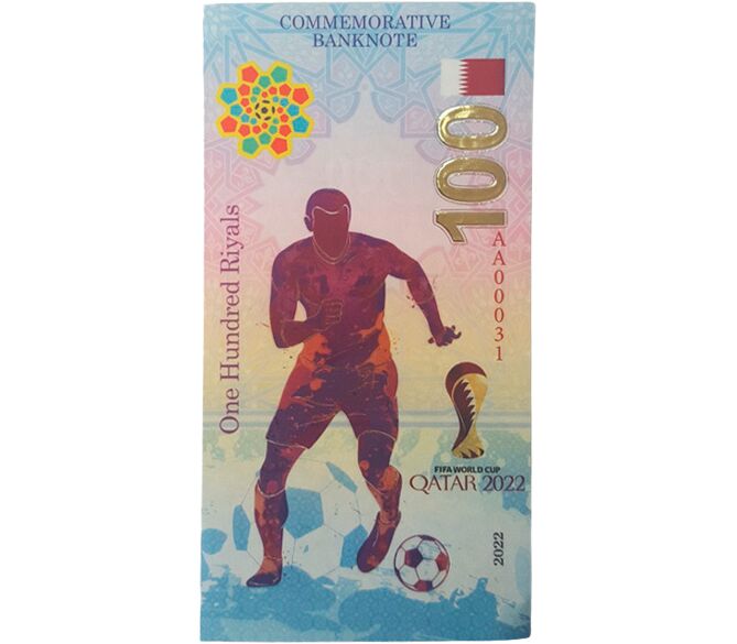  сувенирную банкноту 100 риалов «Чемпионат мира FIFA 2022» Катар .
